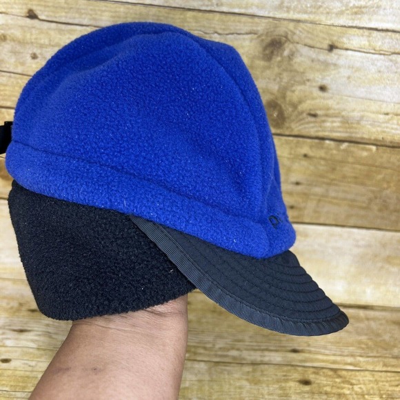 Patagonia Duckbill Synchilla Fleece Hat Cap Vintage Ear Flap Buckle Blue Medium - Picture 4 of 7